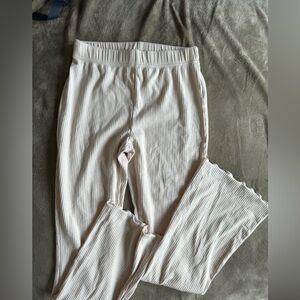 Women’s ribbed cream flare pant